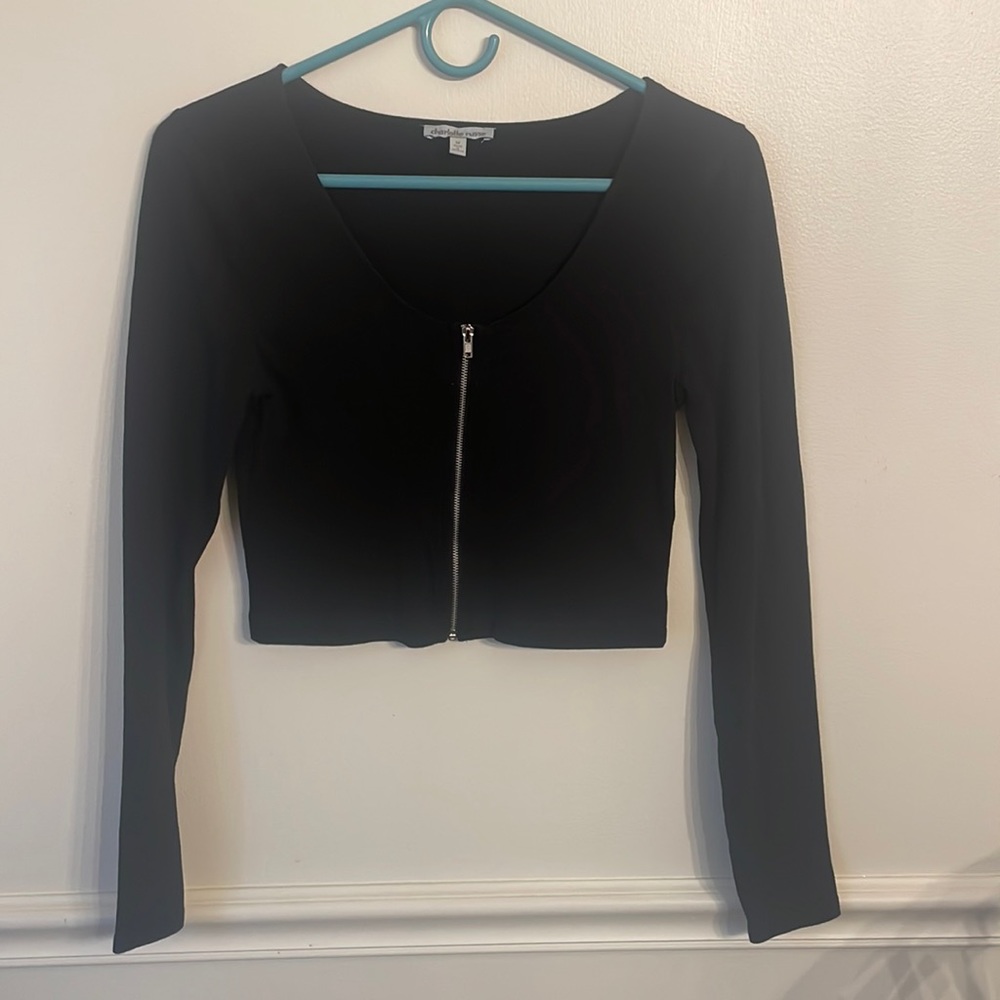 Long Sleeve front zip up crop top